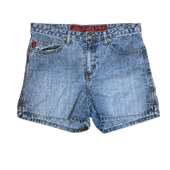 Vintage 90s Y2K Mudd Jean Shorts 16R Medium Wash Stretch Casual Classic Denim - Picture 1 of 10
